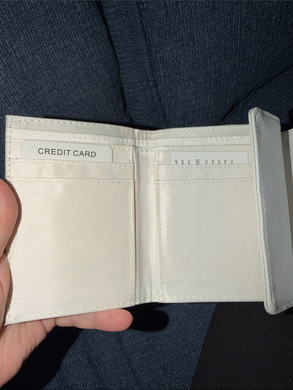 White Compact Trifold Wallet with Polished Accent - Picture 3 of 4